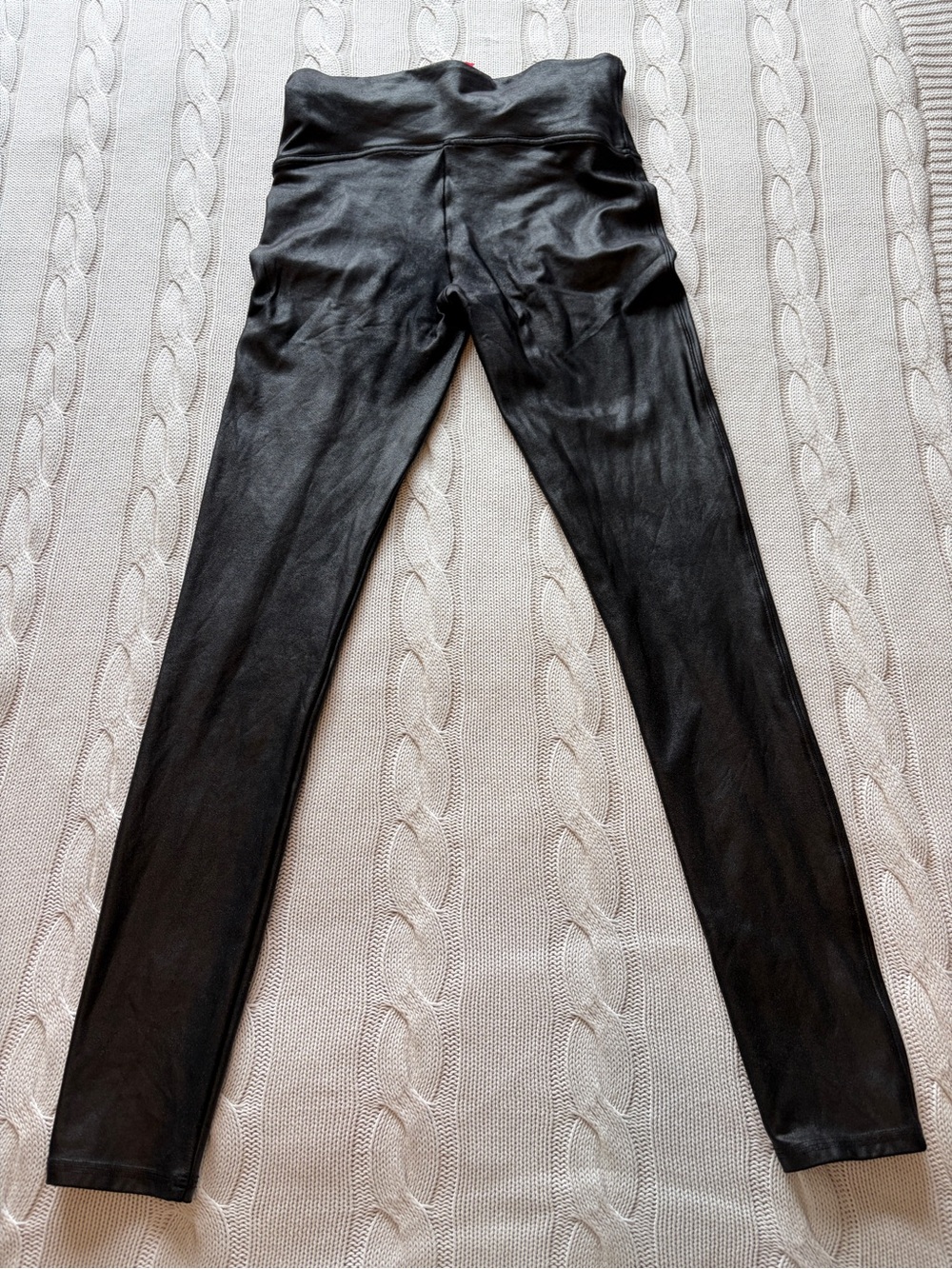SPANX Black Faux Leather Leggings Size Medium M